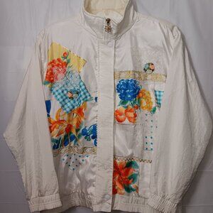 LAVON PETITES FLORAL PRINT ZIPPER JACKET